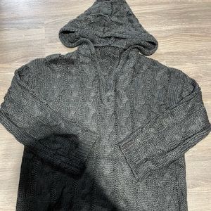 hooded cable knit sweater